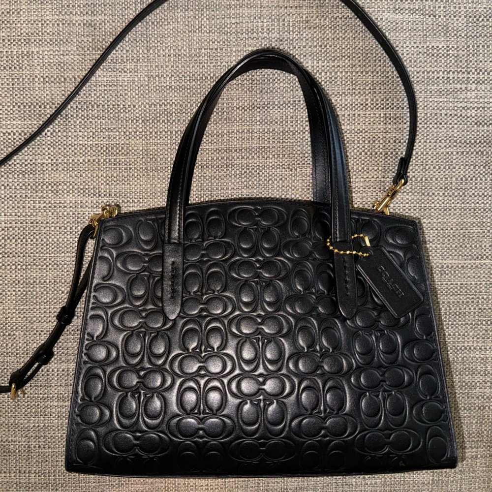 Coach Charlie Carryall 28 Signature Leather Black